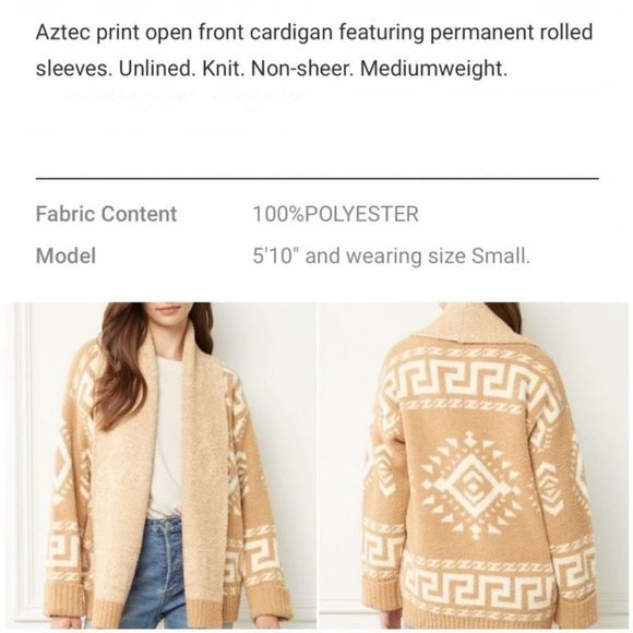 NEW Aztec Print Open Front Sweater Cardigan - Picture 6 of 6